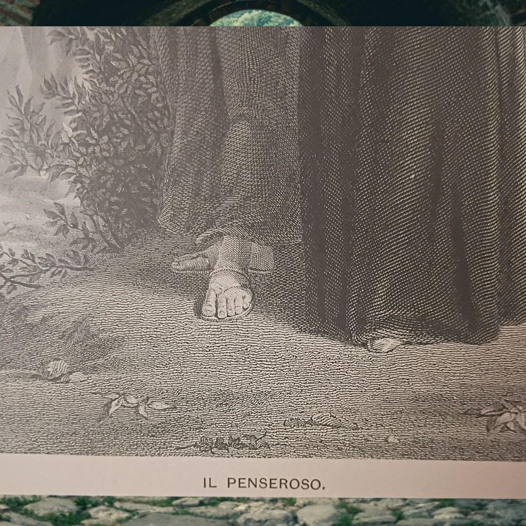 Rare antique  "il penseroso" - beautifully detailed art print - perfect