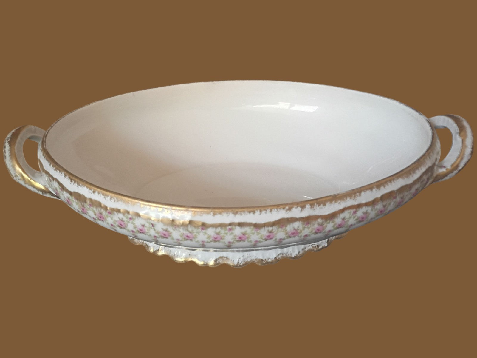 Antique T&V Limoges France Covered Oval Serving Dish – Hand Painted Roses &...