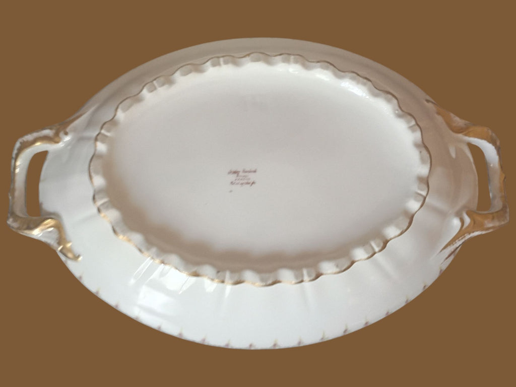 Antique T&V Limoges France Covered Oval Serving Dish – Hand Painted Roses &...