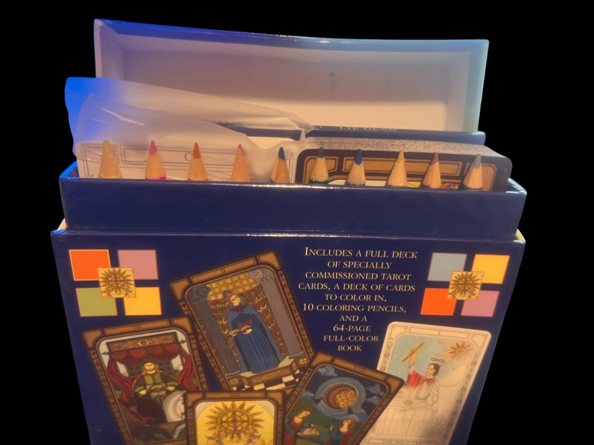 Color Your Tarot Deck by Liz Dean – Tarot Card Kit with 2 Decks, Guidebook & Coloring Pencils – DIY Tarot, Divination, Witchy Gift