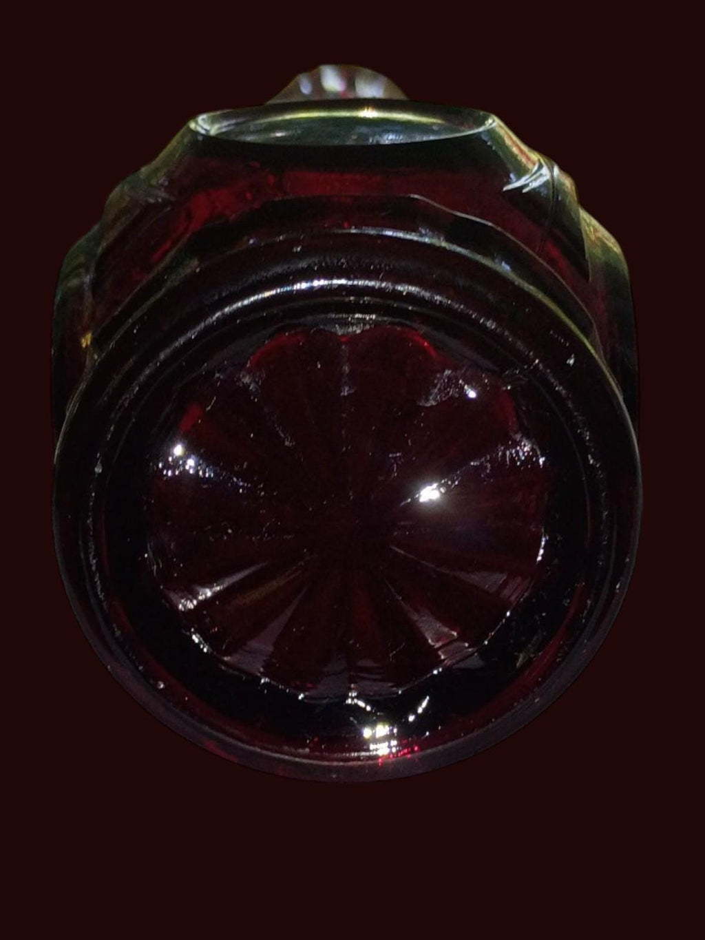 Ruby red pressed glass vase – 9.5” tall x 3.5” wide – mid-century decorative...