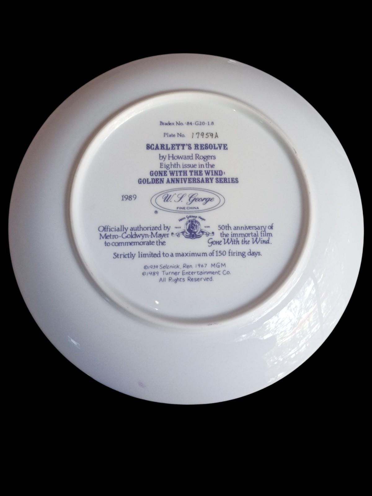 Gone with the wind scarlett’s resolve collector plate – howard rogers 1989 u.s.