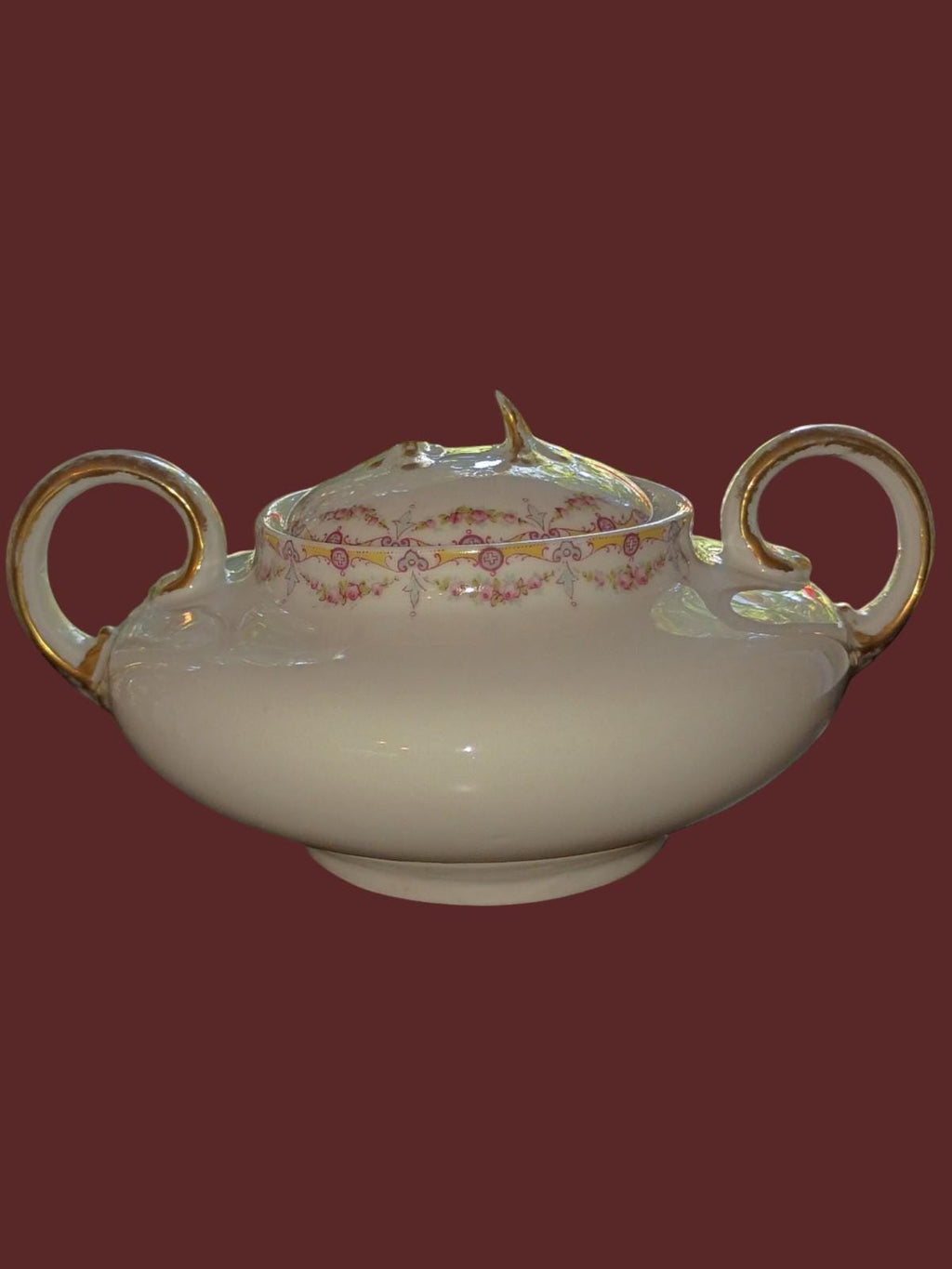 Limoges covered sugar bowl with lid – wm. guerin & co. france – hand-painted...