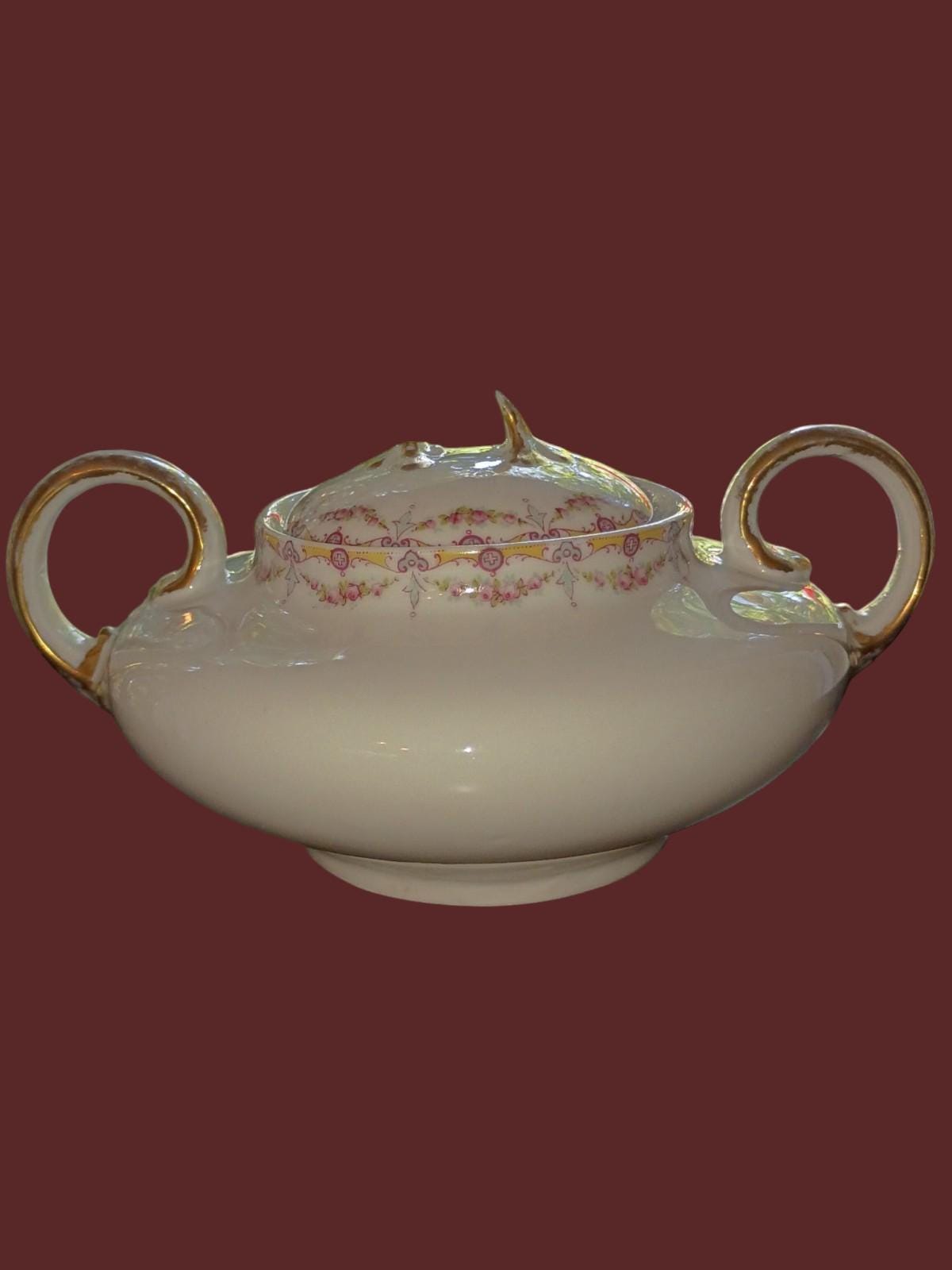 Limoges covered sugar bowl with lid – wm. guerin & co. france – hand-painted...