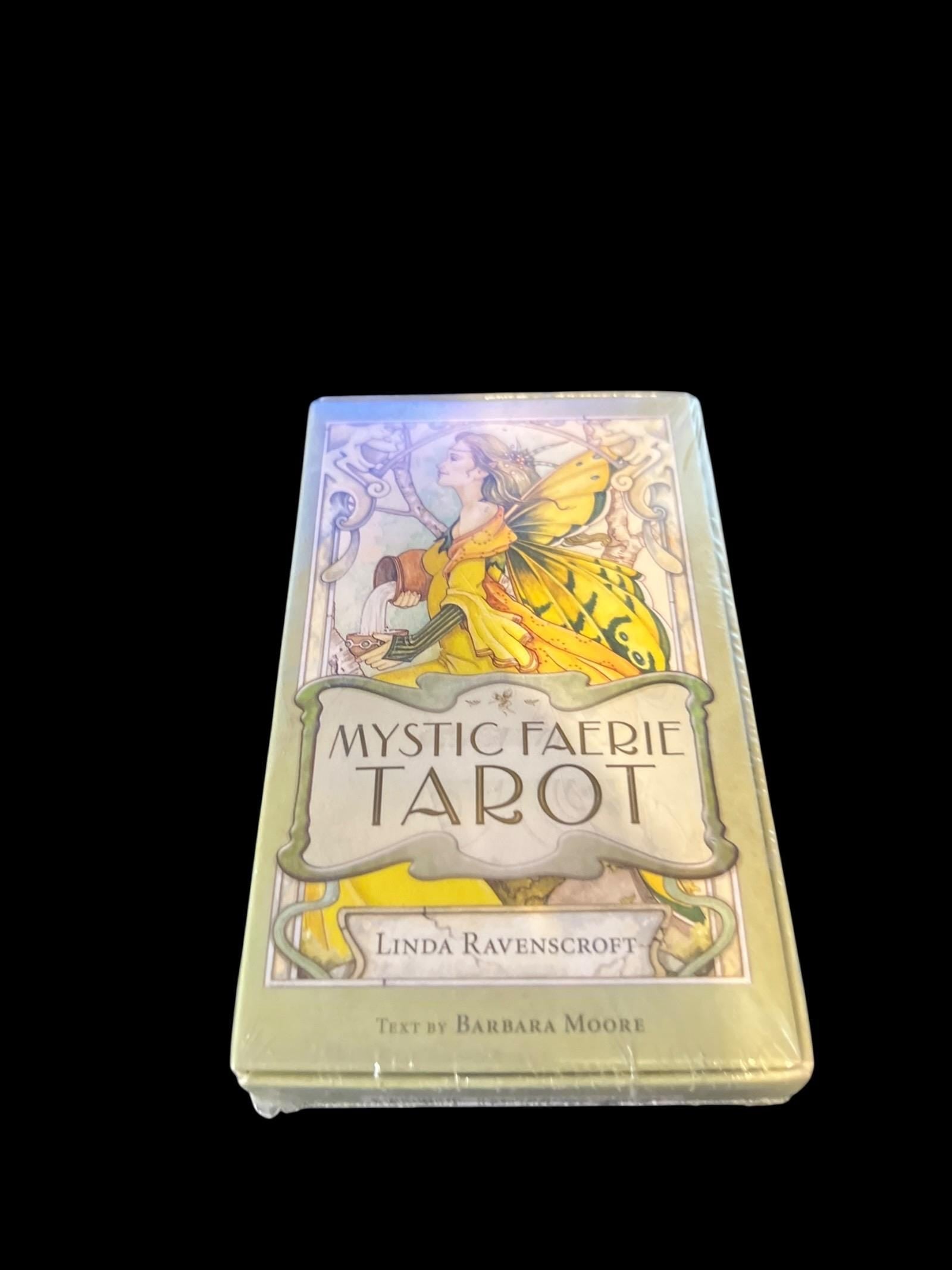 Mystic Faerie Tarot Card Deck and Physical Guidebook Box Set by Linda Ravenscroft and Text by Barbara Moore” (WiselyDivine) — 78 cards, seal