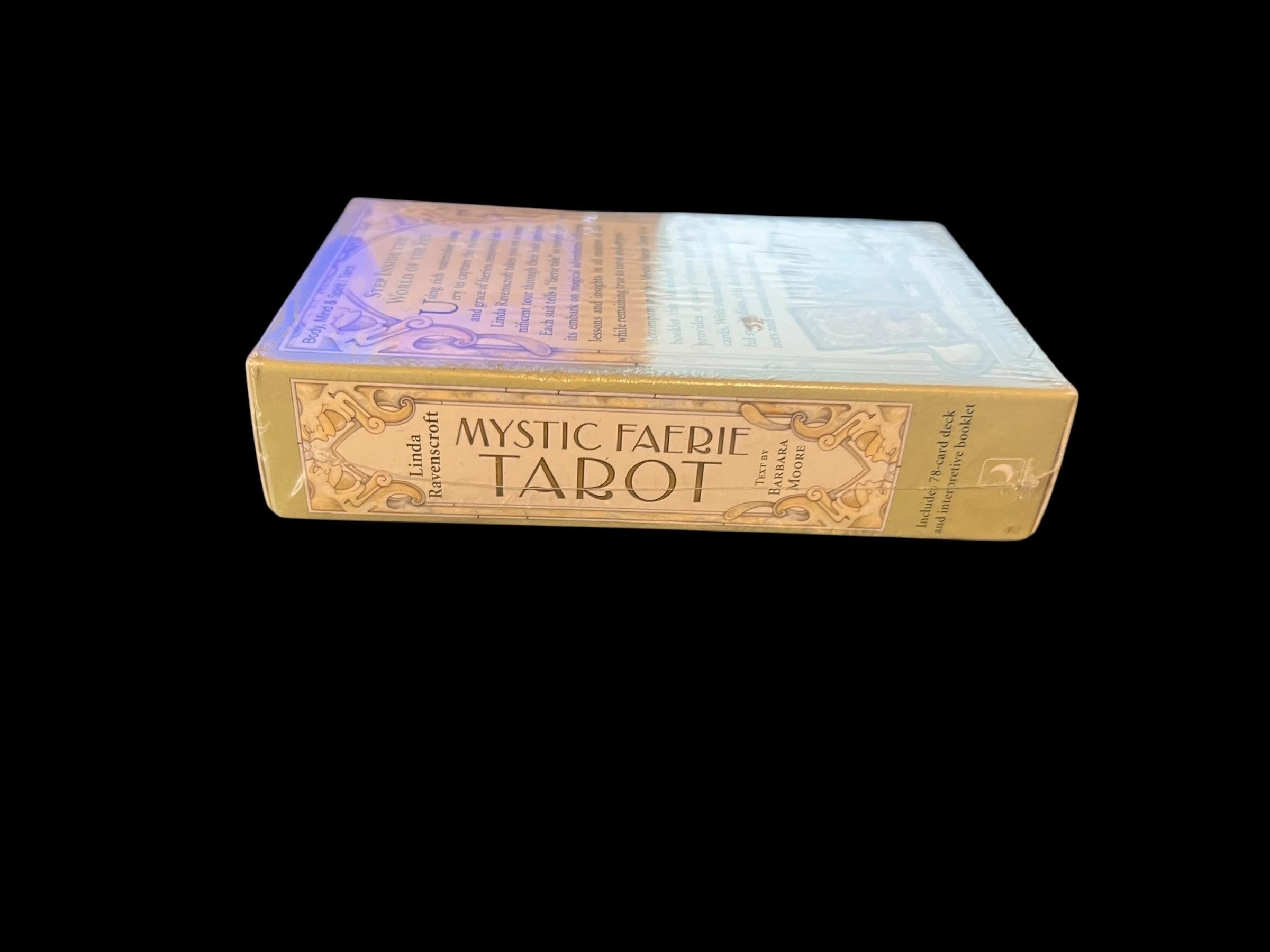 Mystic Faerie Tarot Card Deck and Physical Guidebook Box Set by Linda Ravenscroft and Text by Barbara Moore” (WiselyDivine) — 78 cards, seal