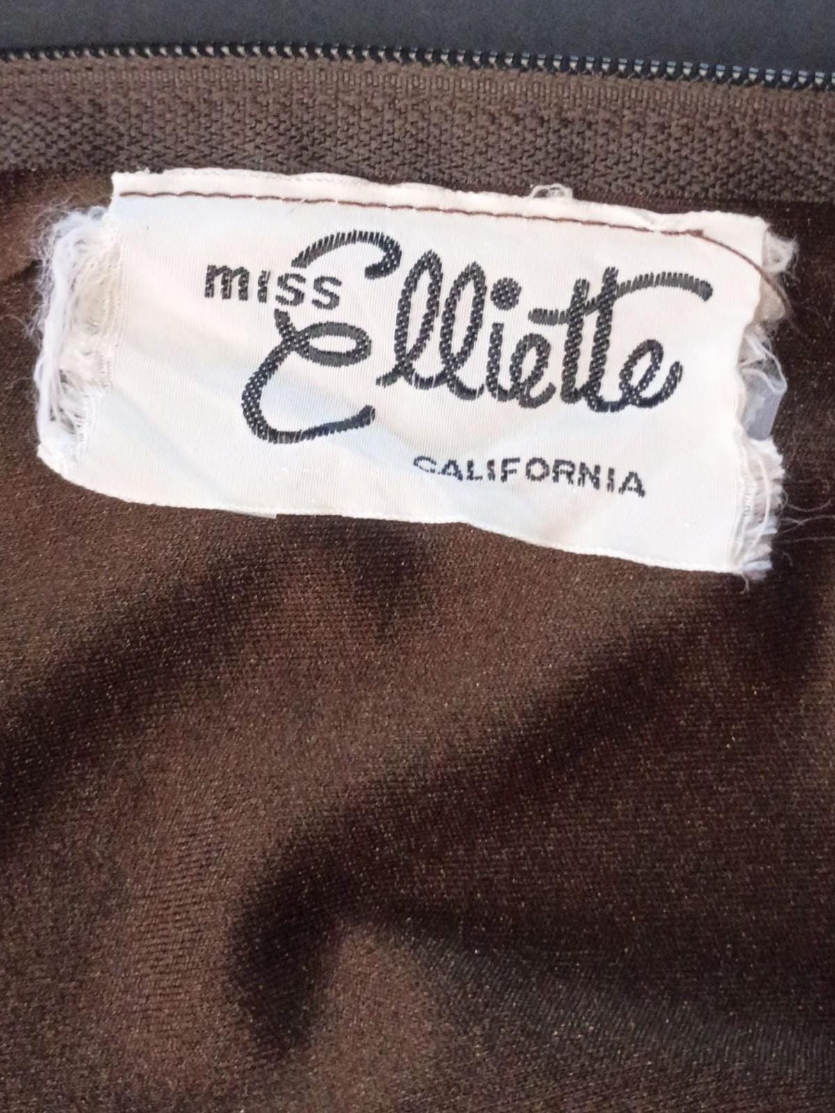 Miss elliette california brown metallic knit dress long sleeve turtleneck 70s
