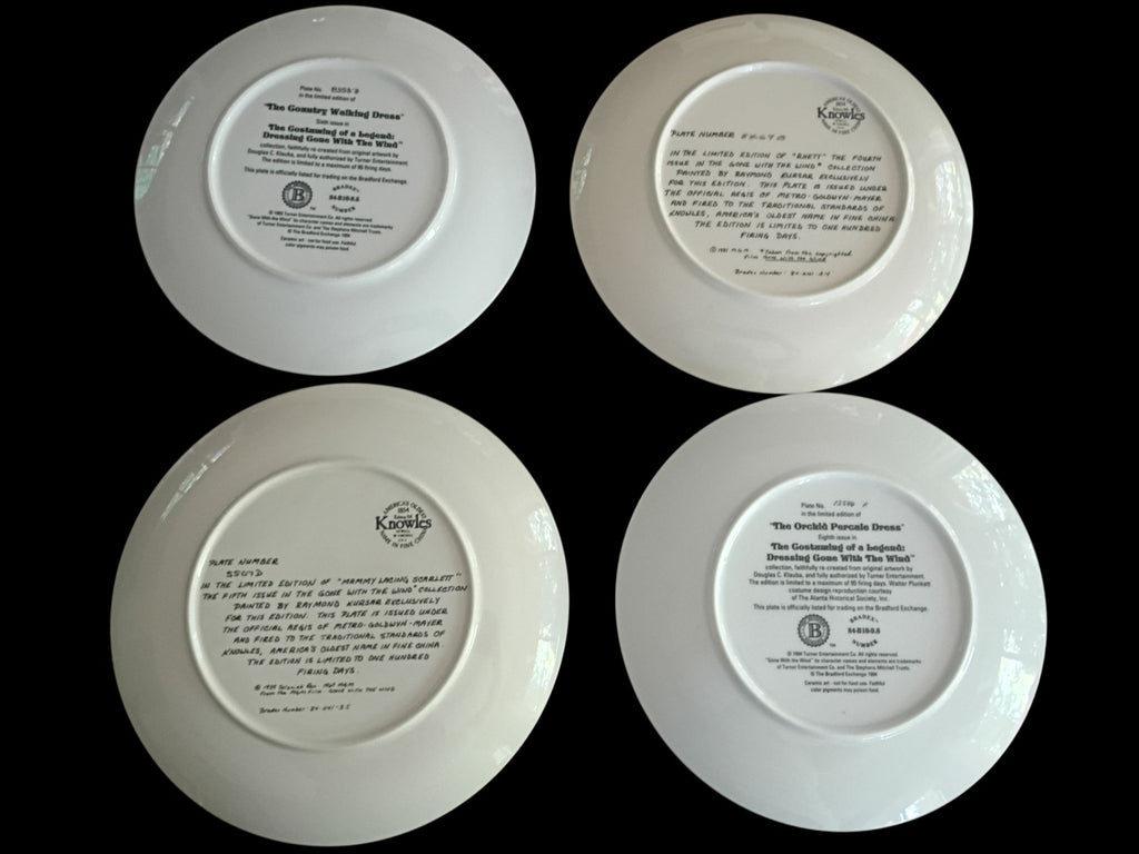 Gone With the Wind Collector Plates Set of 4 – Knowles & Bradford Exchange...