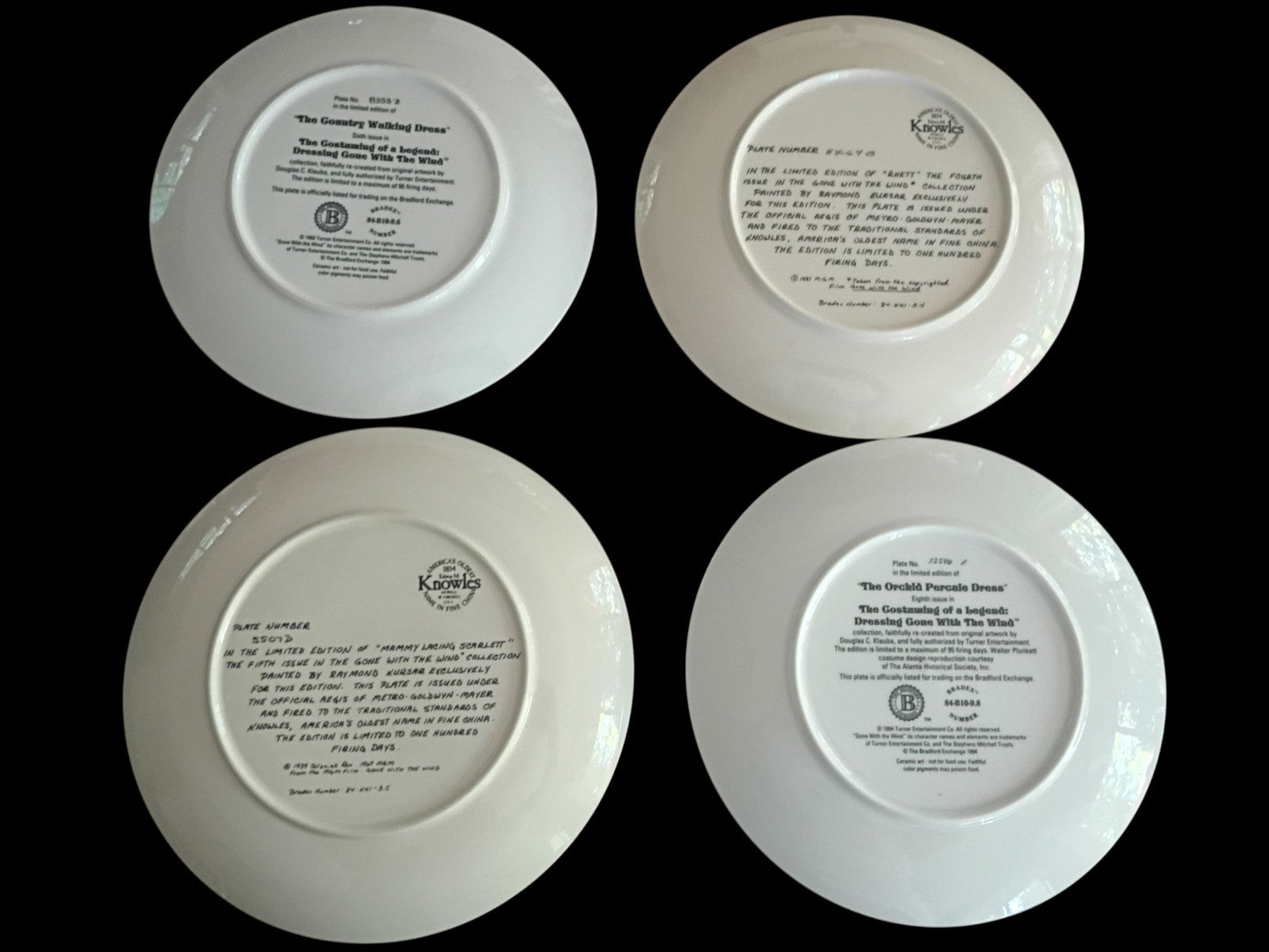 Gone With the Wind Collector Plates Set of 4 – Knowles & Bradford Exchange...