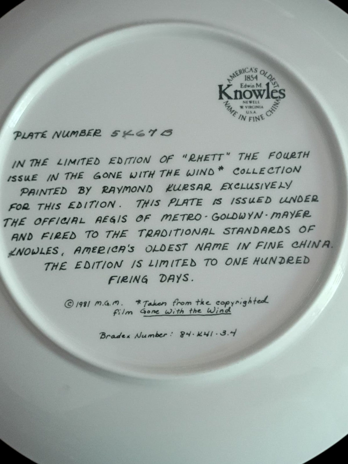 Gone With the Wind Collector Plates Set of 4 – Knowles & Bradford Exchange...