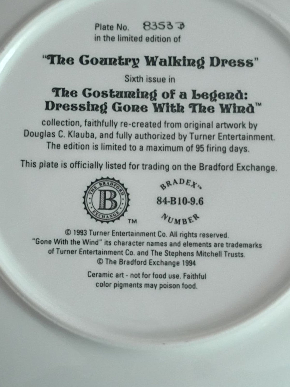 Gone With the Wind Collector Plates Set of 4 – Knowles & Bradford Exchange...