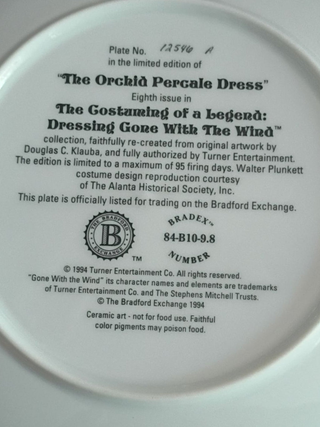 Gone With the Wind Collector Plates Set of 4 – Knowles & Bradford Exchange...