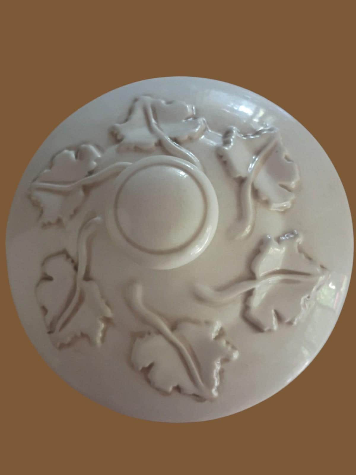 Inspirado stonelite lidded jar grapevine relief white ceramic kitchen...