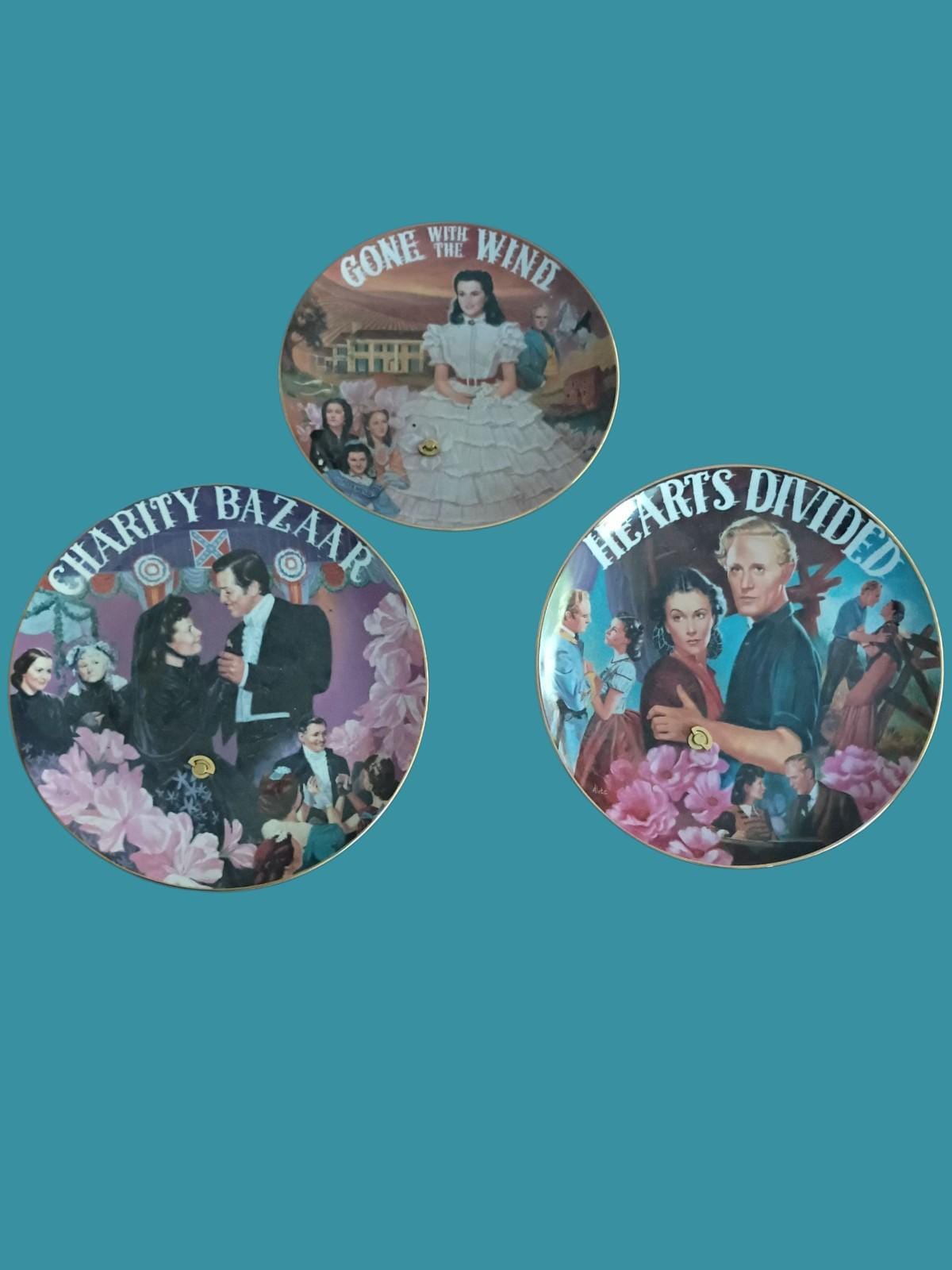Gone with the wind musical plates set of 3 bradford exchange aleta jenks 1990s