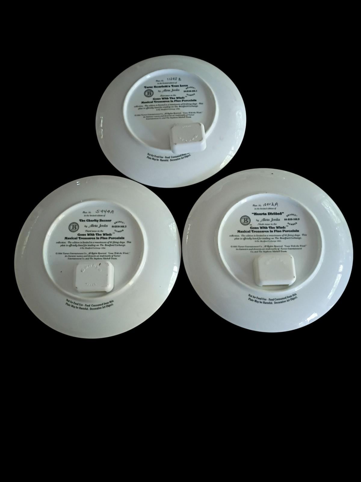 Gone with the wind musical plates set of 3 bradford exchange aleta jenks 1990s