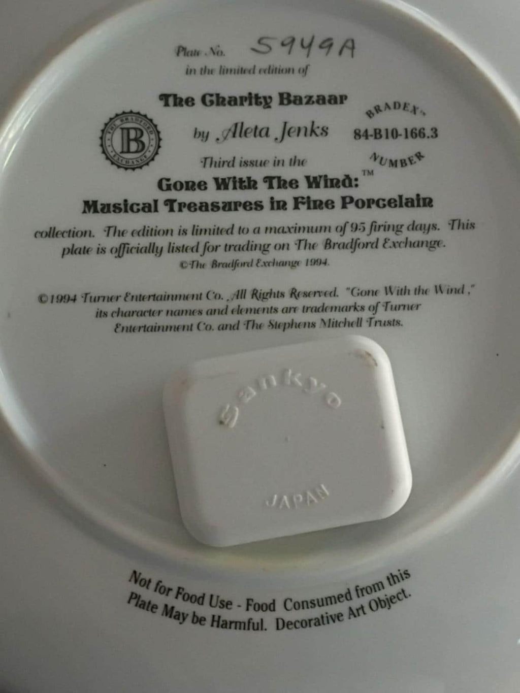 Gone with the wind musical plates set of 3 bradford exchange aleta jenks 1990s