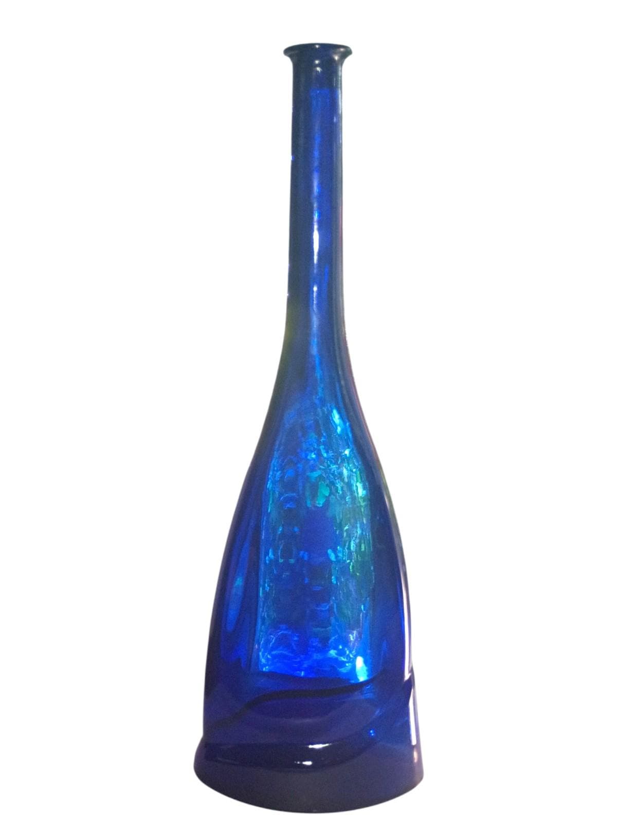 Mid-century modern cobalt blue art glass vase – 19” tall asymmetrical design...