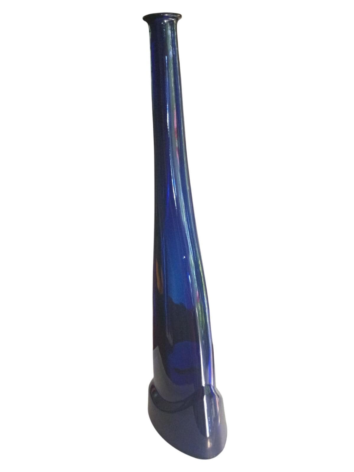 Mid-century modern cobalt blue art glass vase – 19” tall asymmetrical design...
