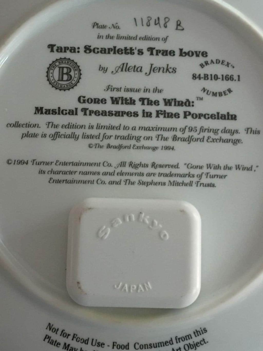 Gone with the wind musical plates set of 3 bradford exchange aleta jenks 1990s