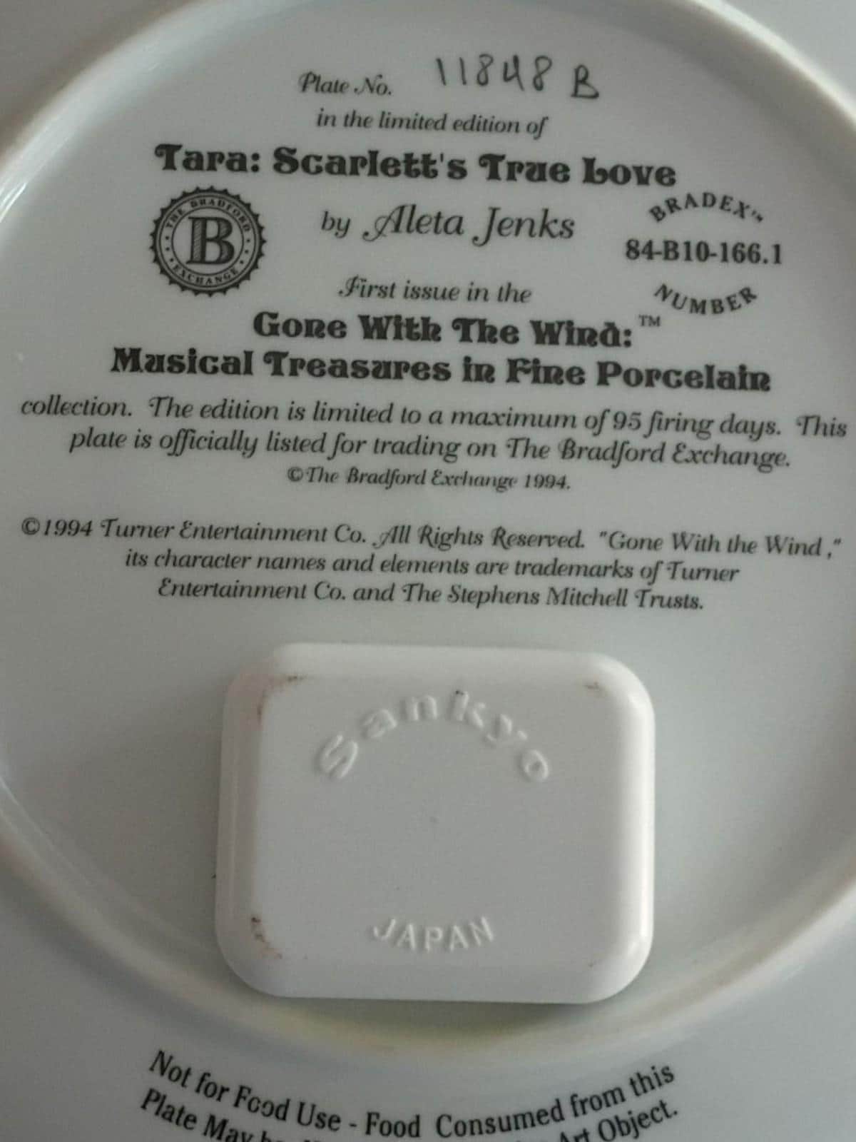 Gone with the wind musical plates set of 3 bradford exchange aleta jenks 1990s