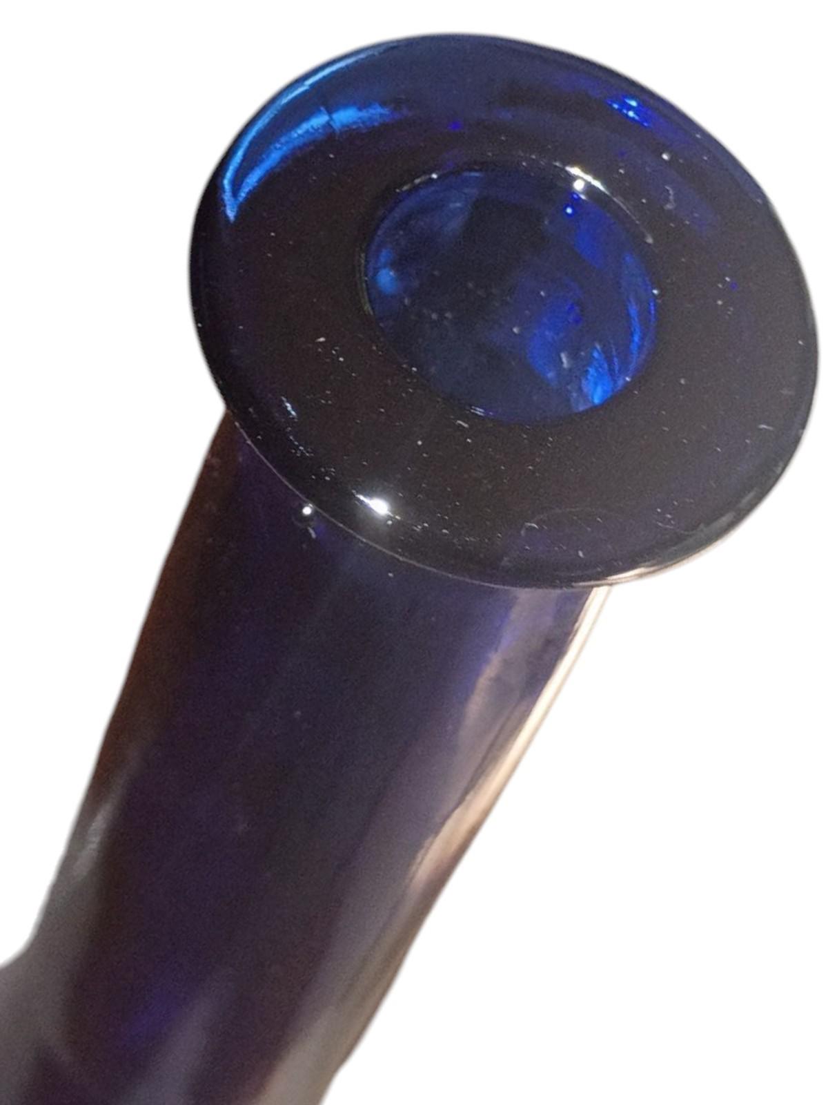 Mid-century modern cobalt blue art glass vase – 19” tall asymmetrical design...