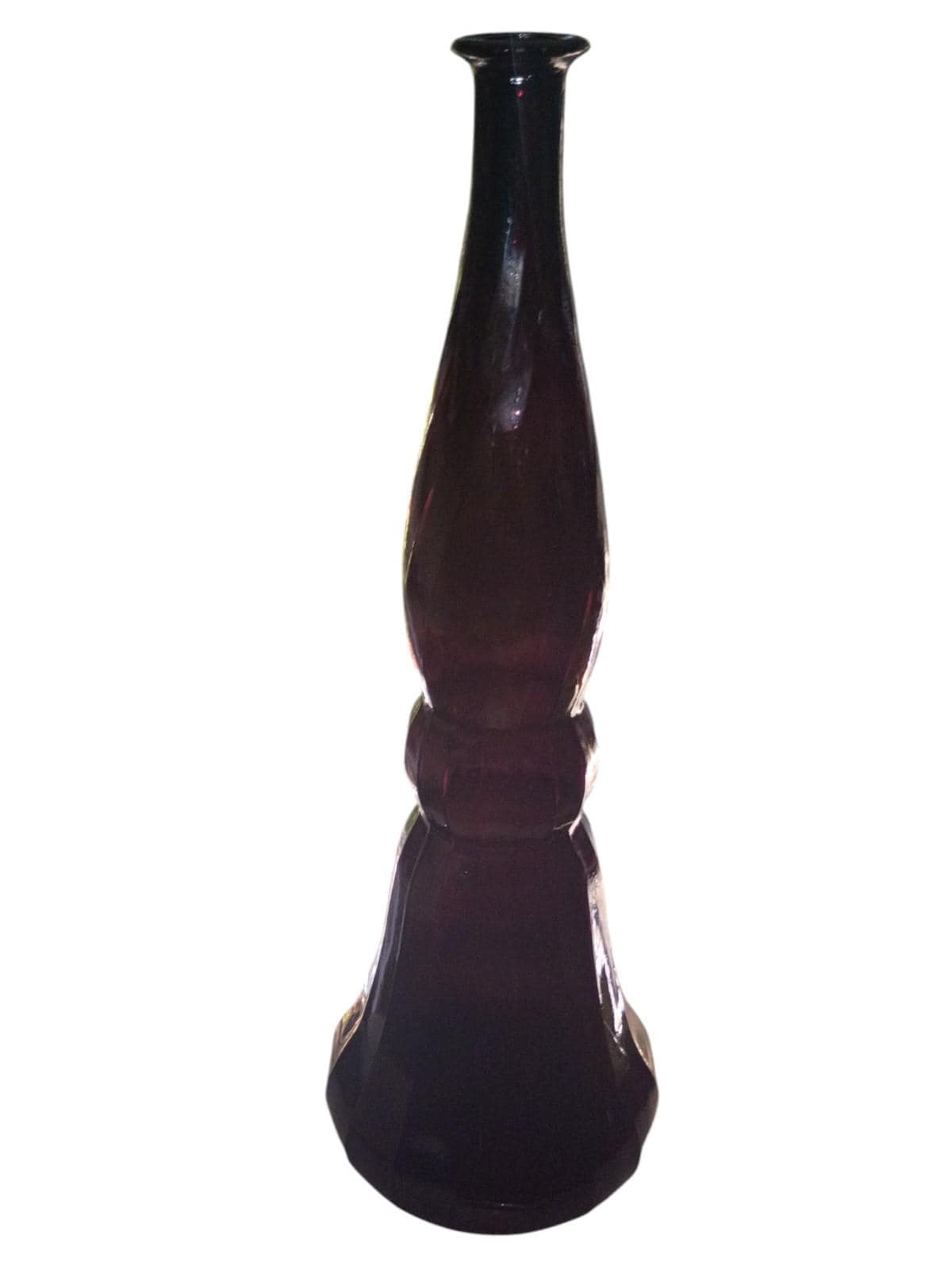 Mid century modern amethyst glass genie vase 20" tall retro decorative home...