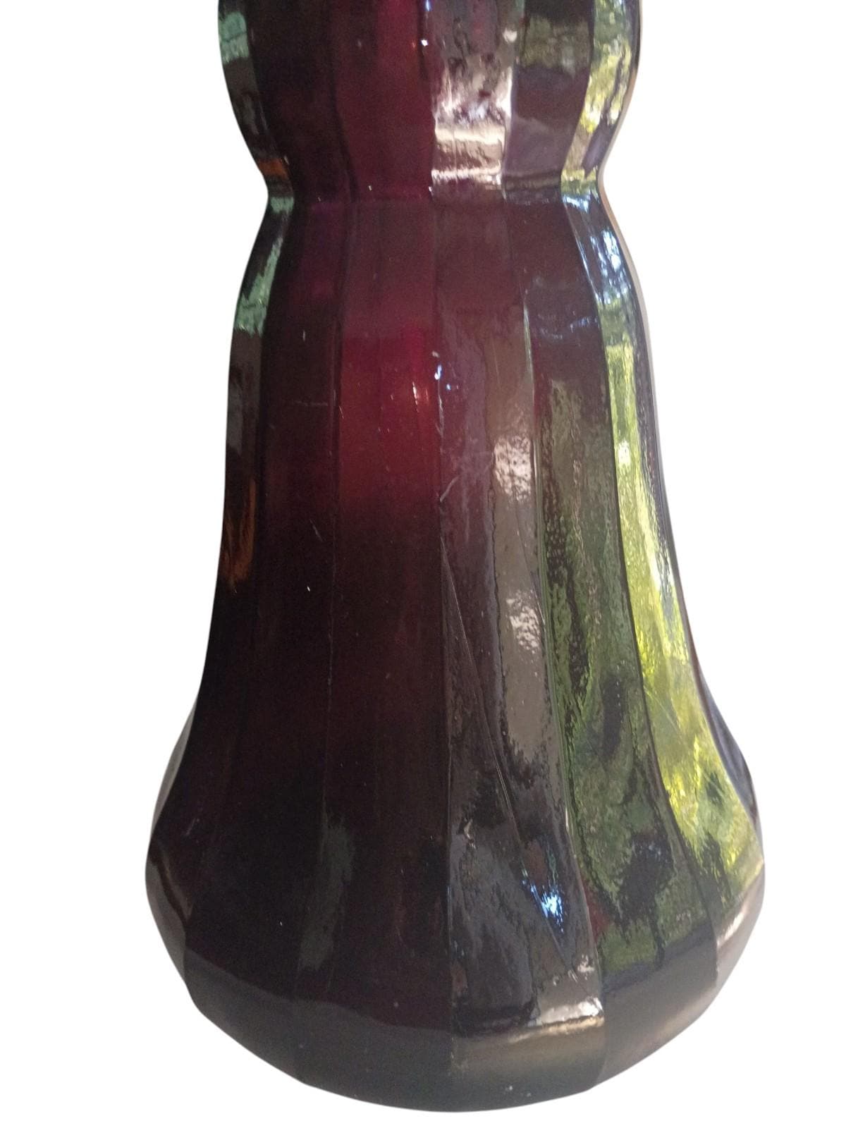 Mid century modern amethyst glass genie vase 20" tall retro decorative home...