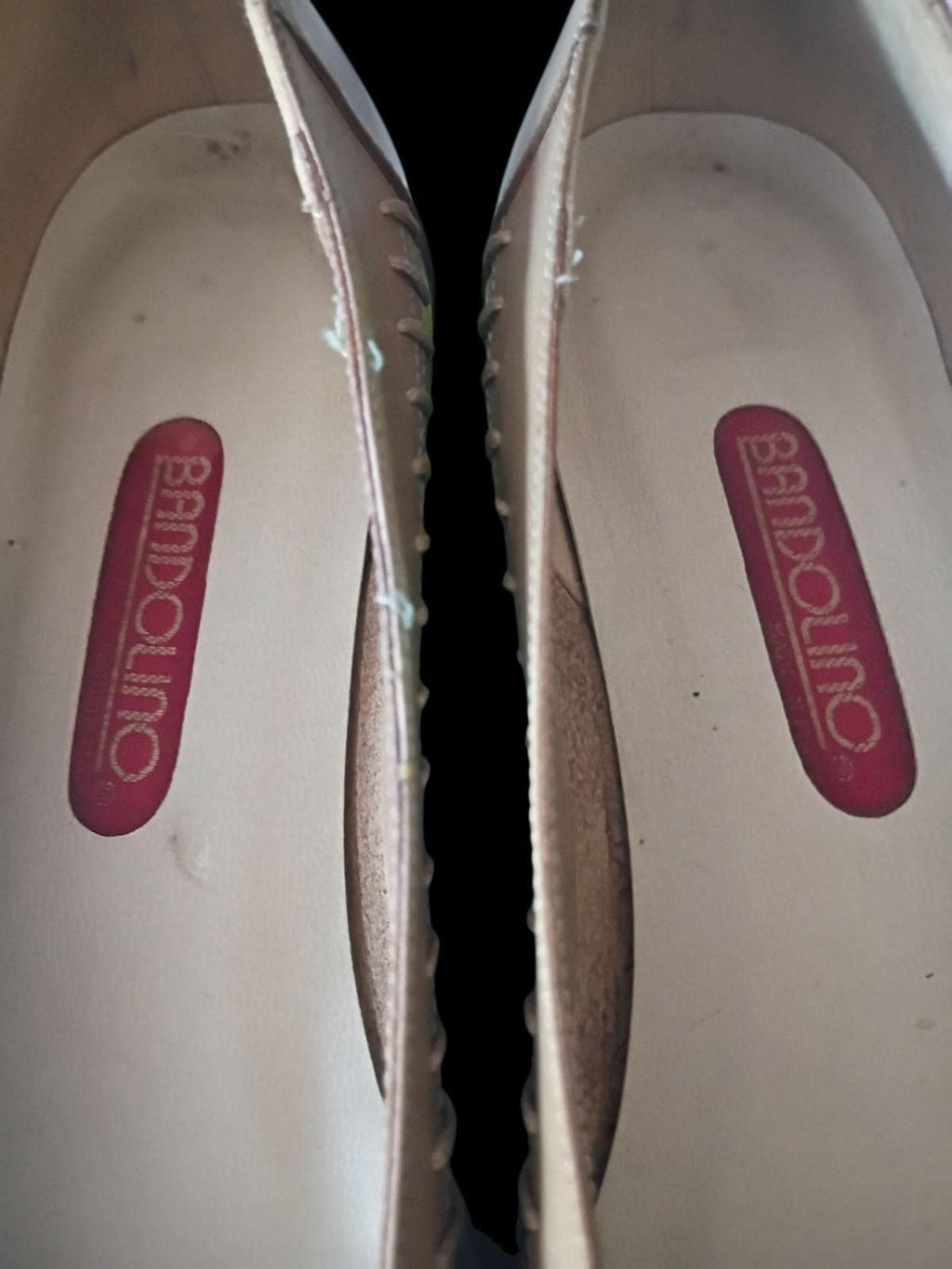 Bandolino women’s leather flats 7.5 beige tan slip on loafers made in...