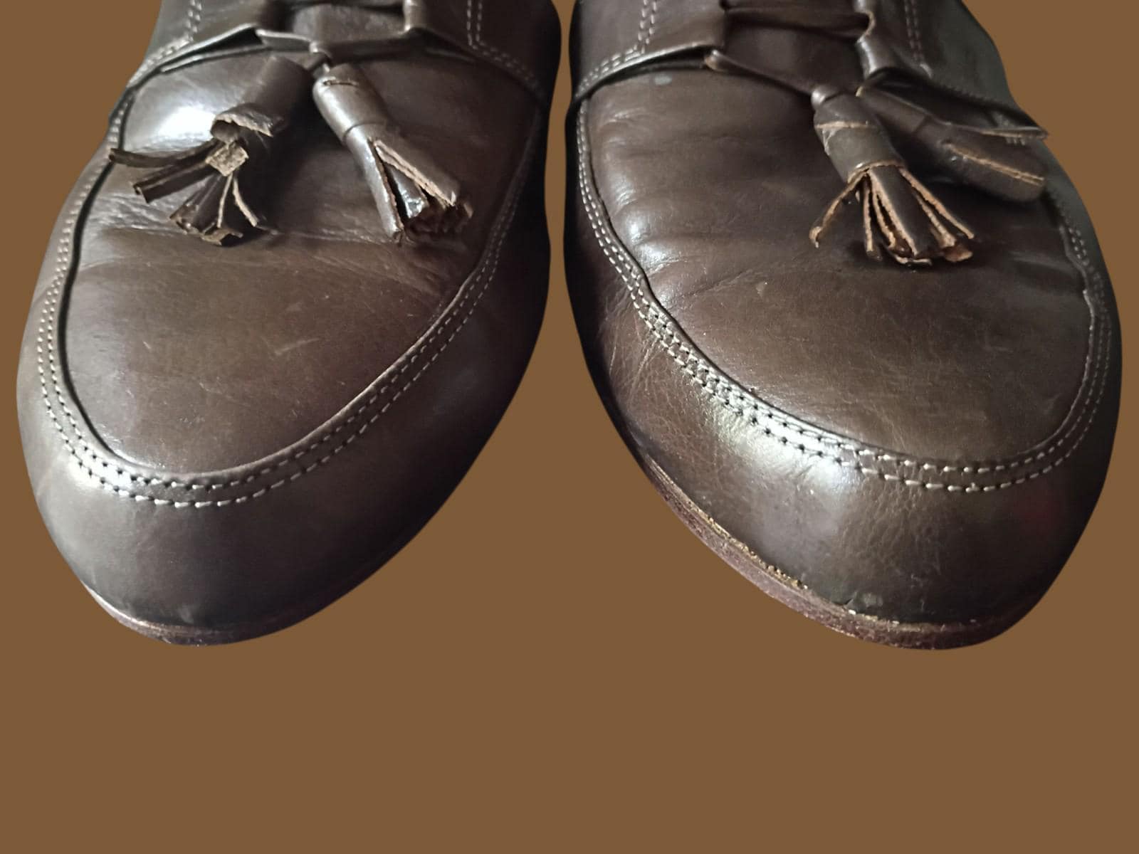 Jonathan richards men’s brown leather tassel loafers size 9.5 made in...