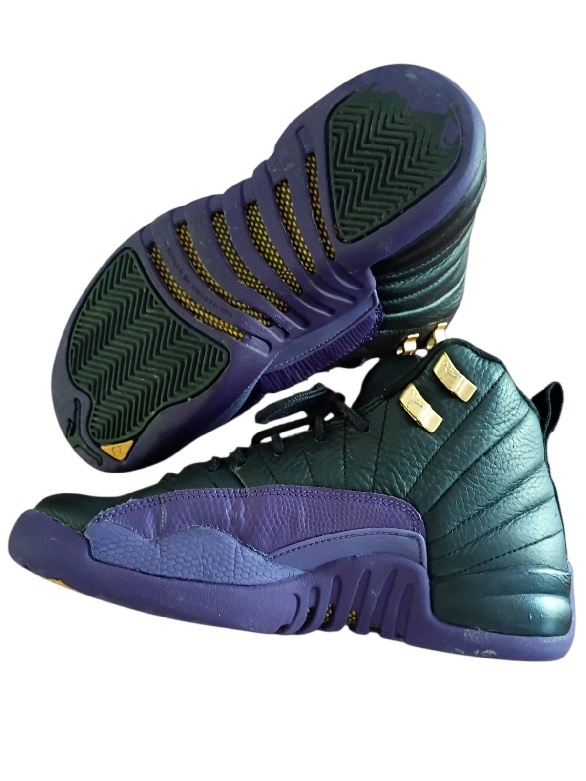 Nike Air Jordan 12 Retro GS “Dark Concord” Black Purple Gold Youth Size 4Y---