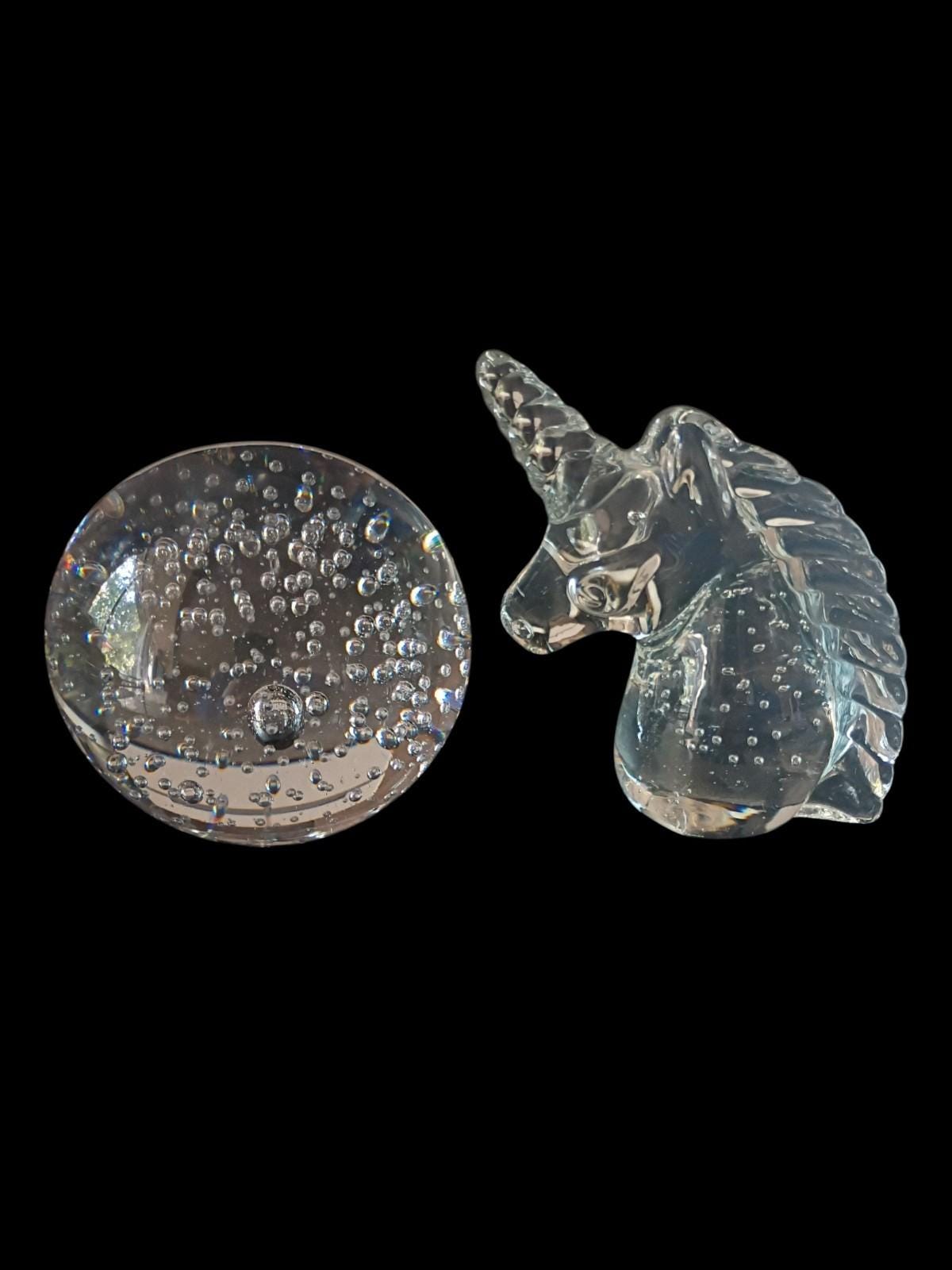Decorative ball & unicorn figurine set | heavy glass collectible | 3.5" ball...