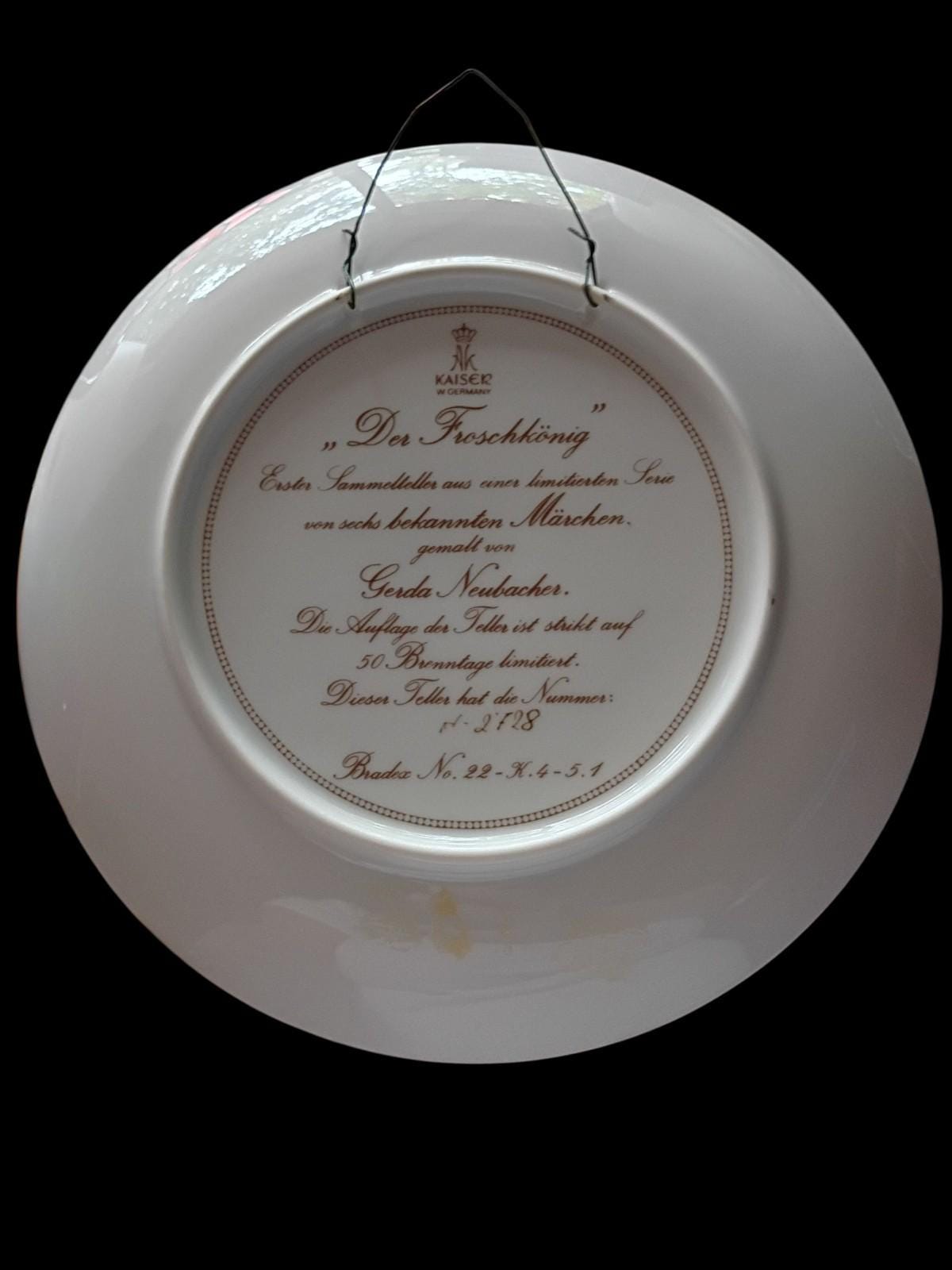 Kaiser porcelain plate "der froschkönig" gerda neubacher limited edition märchen