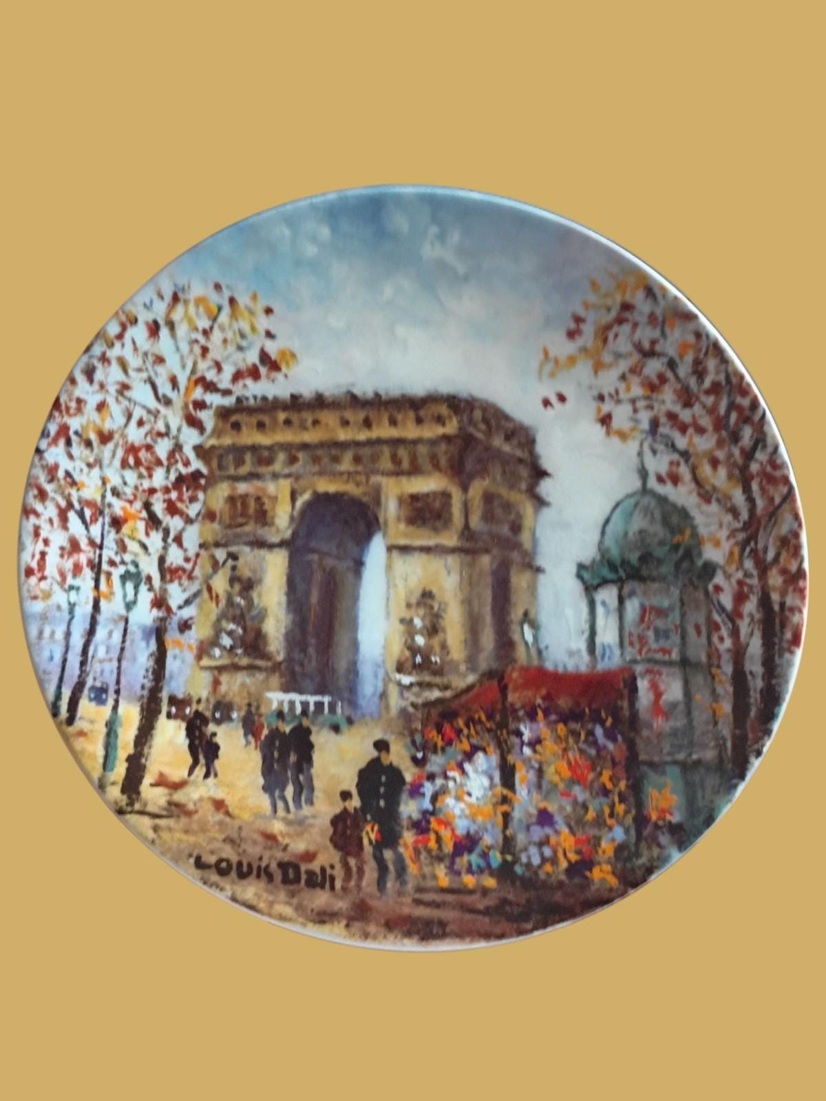 Limited edition collector plate louis dali arc de triomphe paris porcelain...