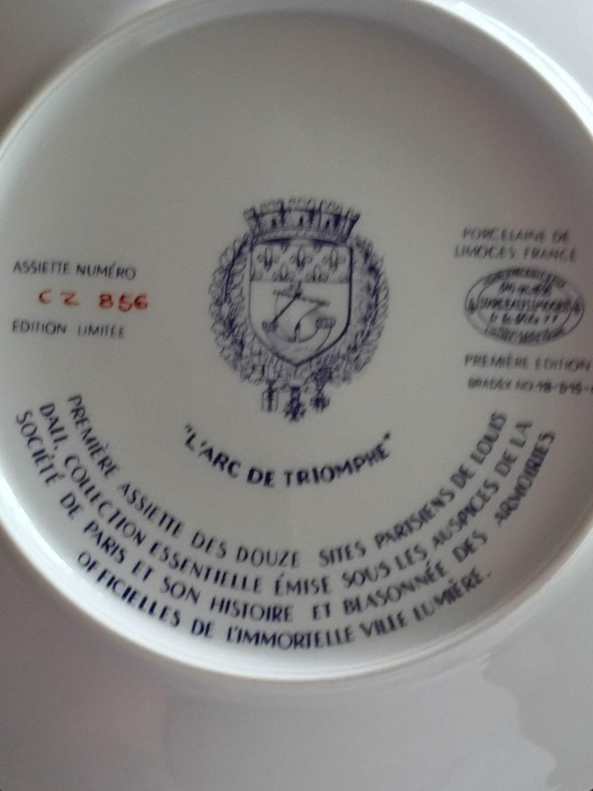 Limited edition collector plate louis dali arc de triomphe paris porcelain...