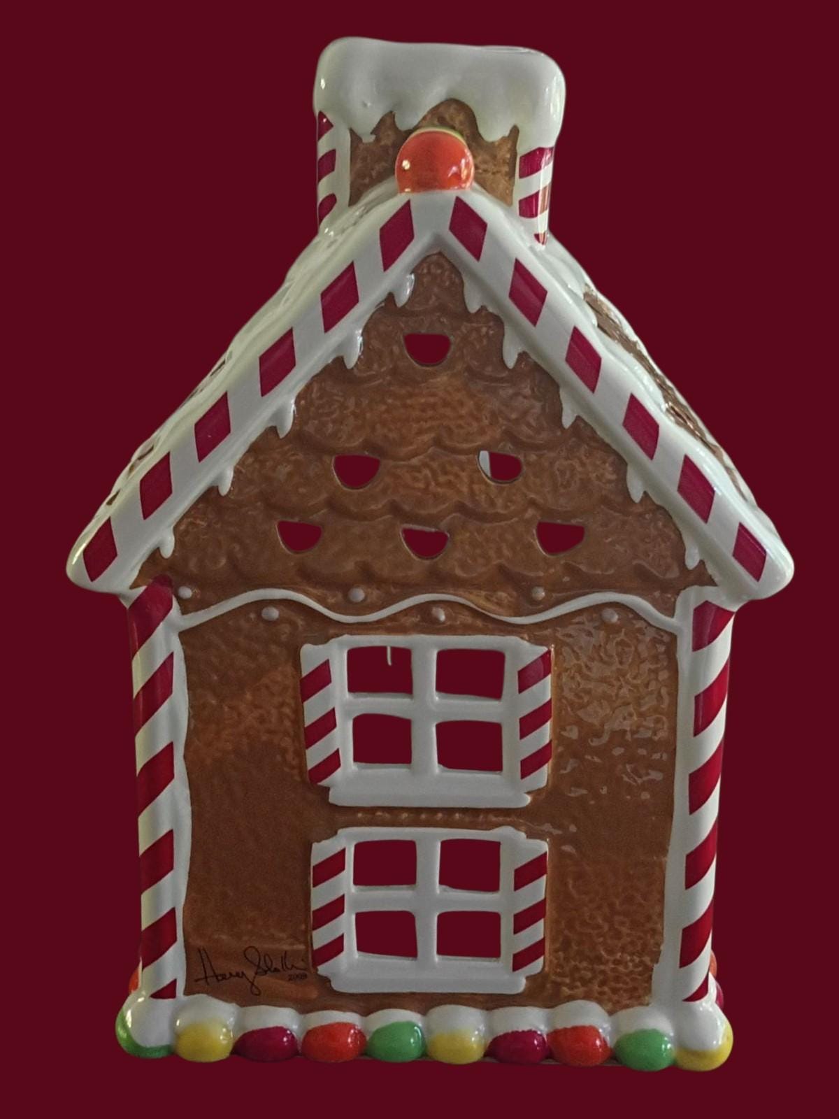 Ceramic gingerbread house candle cover holiday decor 10"x7.5"x6.5" christmas...