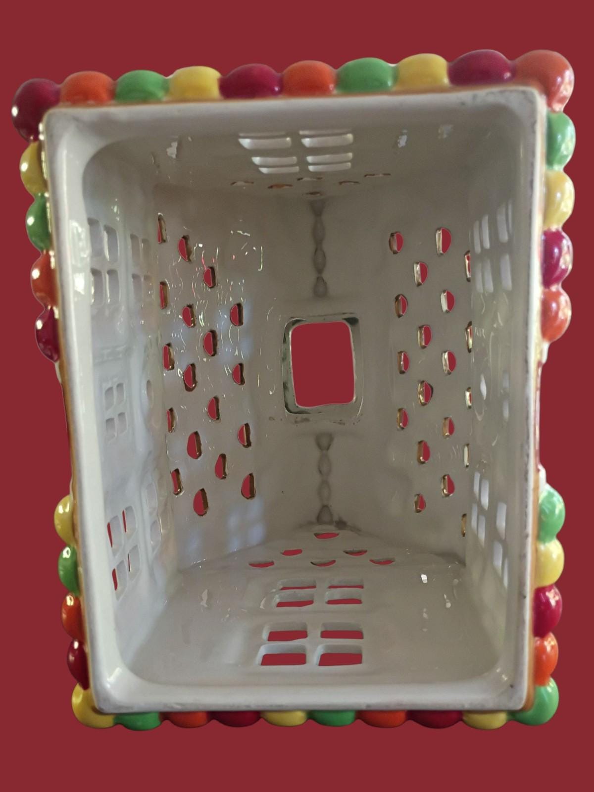 Ceramic gingerbread house candle cover holiday decor 10"x7.5"x6.5" christmas...