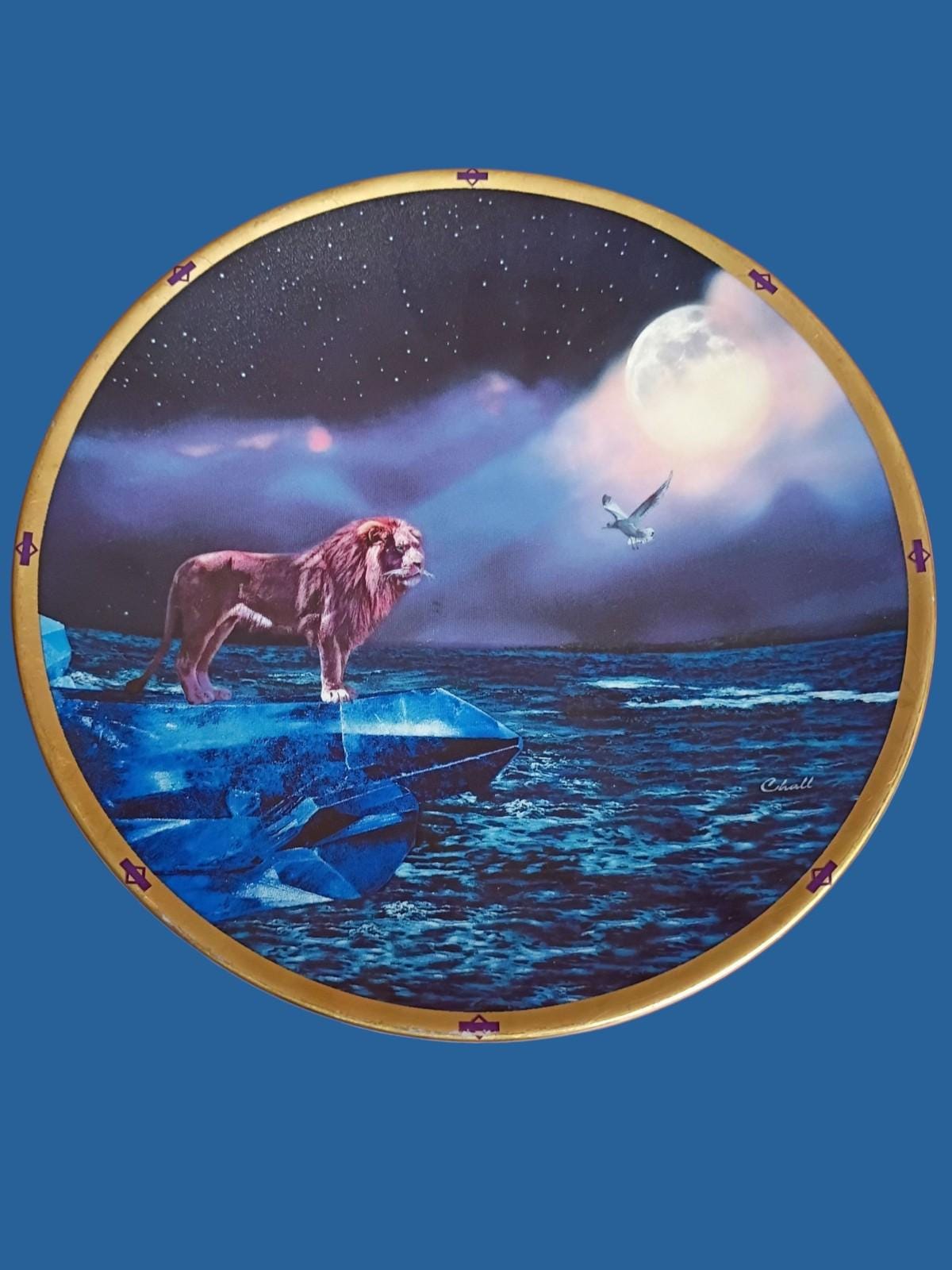 Lenox 1995 “the kingdom” barry chall crystal hunter plate collection fine ivory