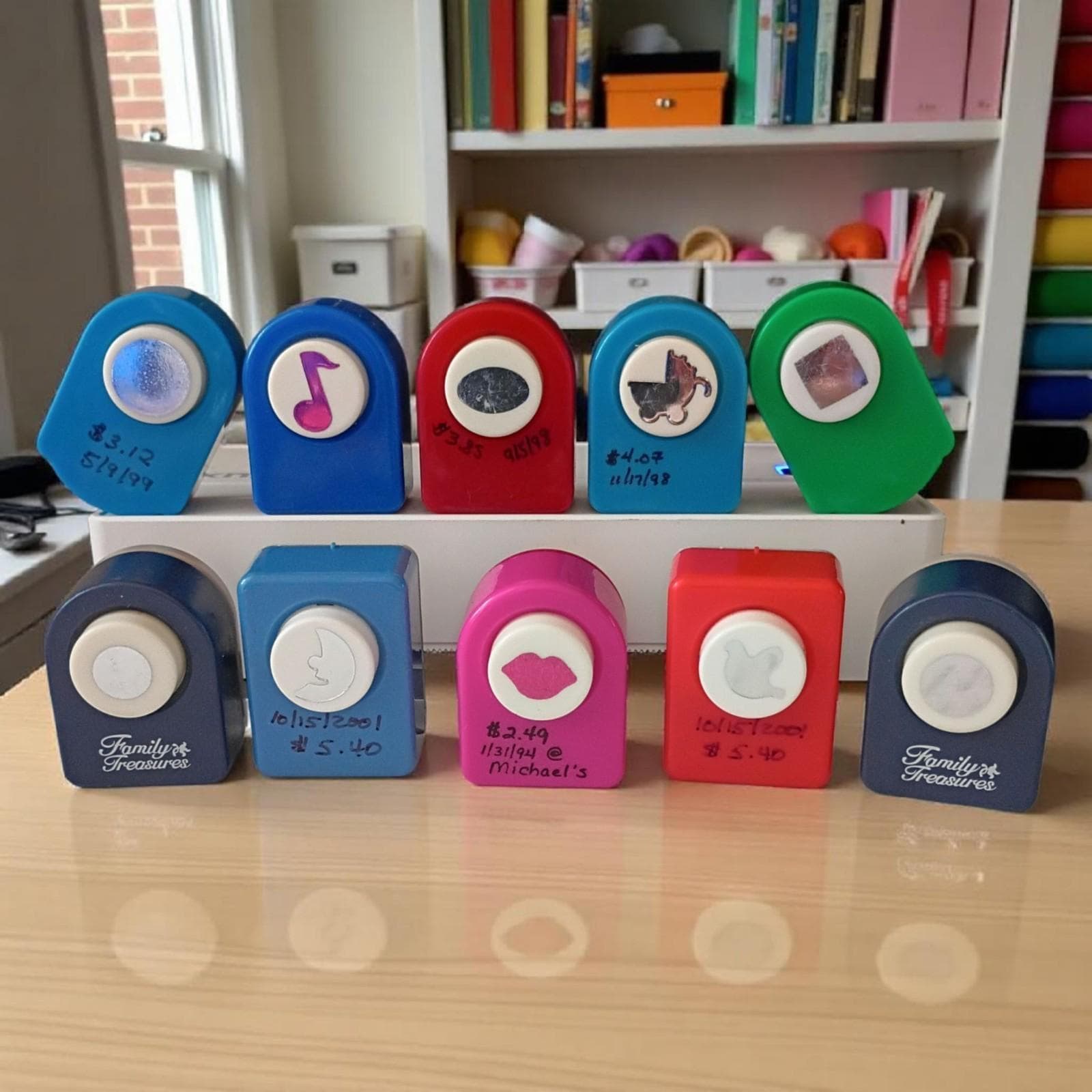 Lot of 10 small paper punches + bonus mystery punch ....