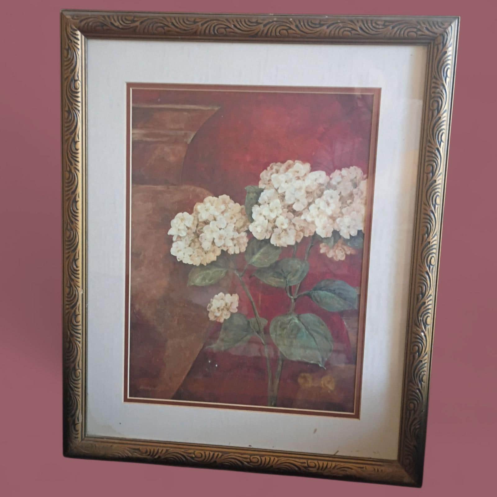 Pamela gladding tuscan summer floral wall art print framed hydrangea 22.5x18.25
