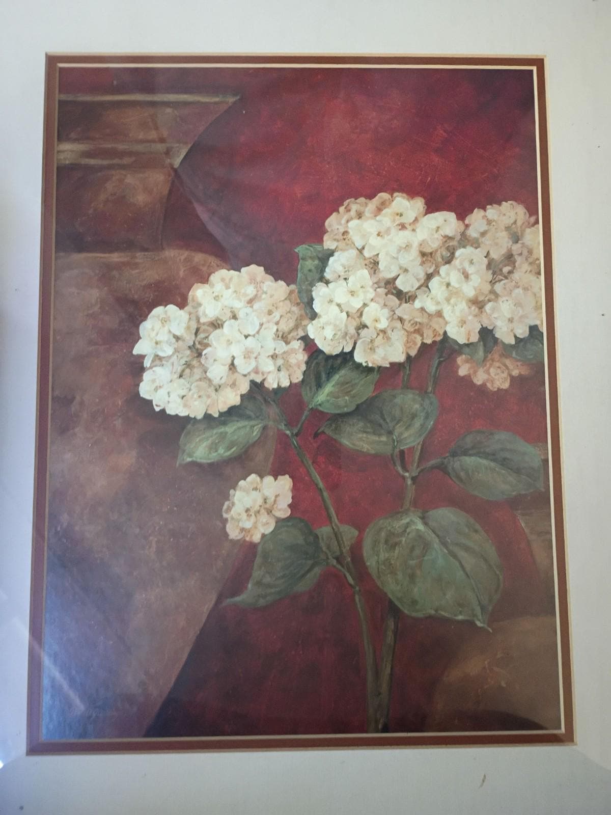 Pamela gladding tuscan summer floral wall art print framed hydrangea 22.5x18.25