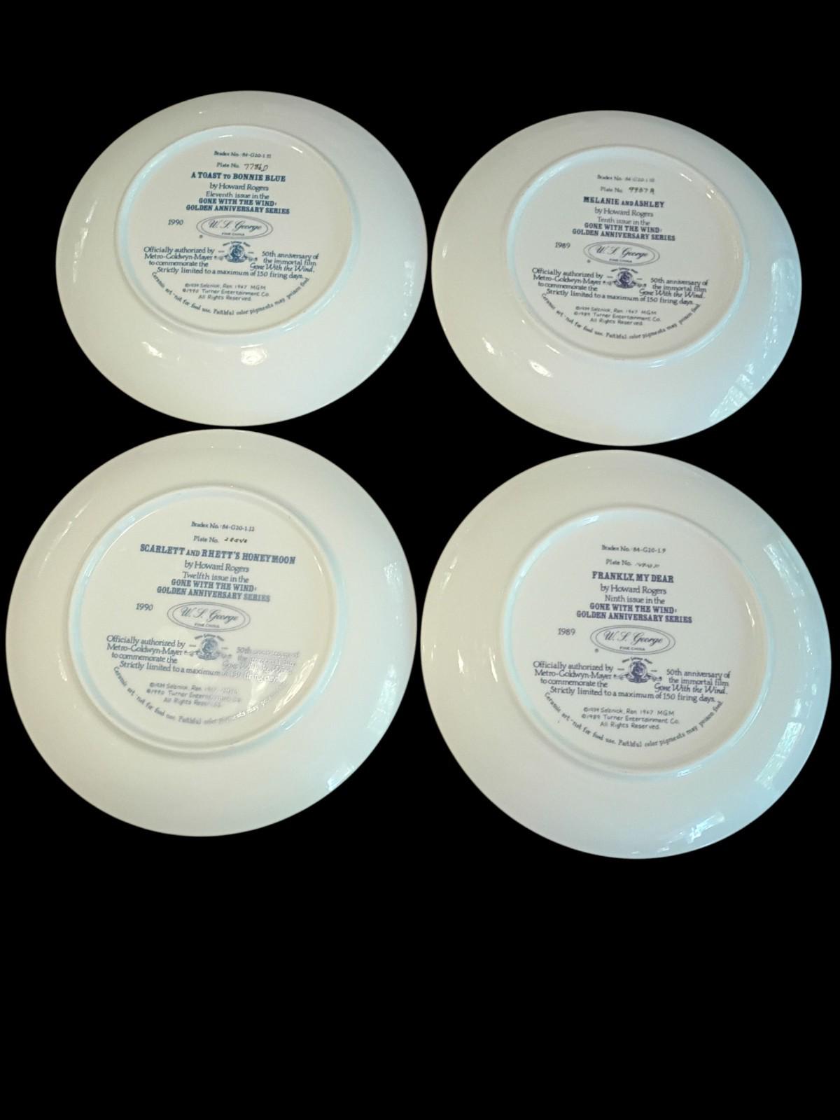 Gone with the wind collector plates set of 4 howard rogers u.s. george 1989–1990