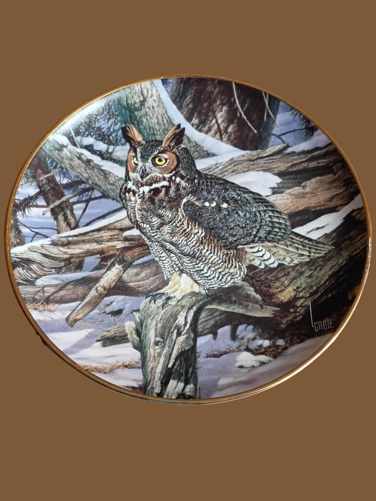 Danbury mint 1994 “winter watch” limited edition collector plate by lee cable