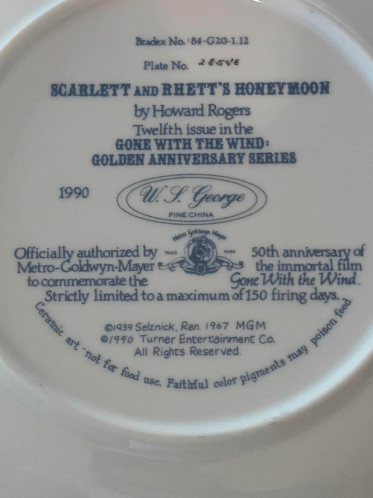 Gone with the wind collector plates set of 4 howard rogers u.s. george 1989–1990
