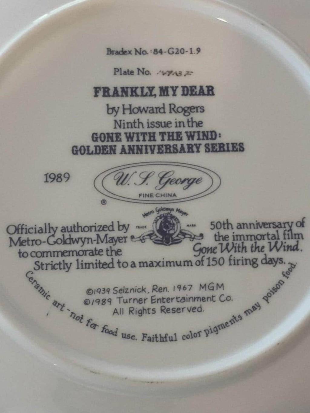 Gone with the wind collector plates set of 4 howard rogers u.s. george 1989–1990