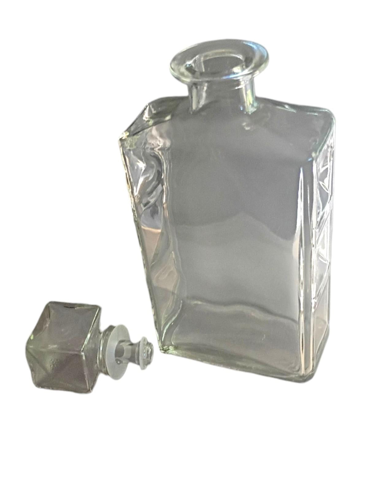 Clear glass square decanter with stopper | retro mid-century barware...