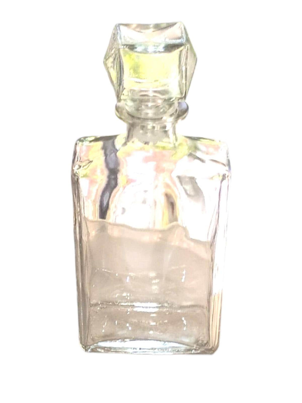Clear glass square decanter with stopper | retro mid-century barware...