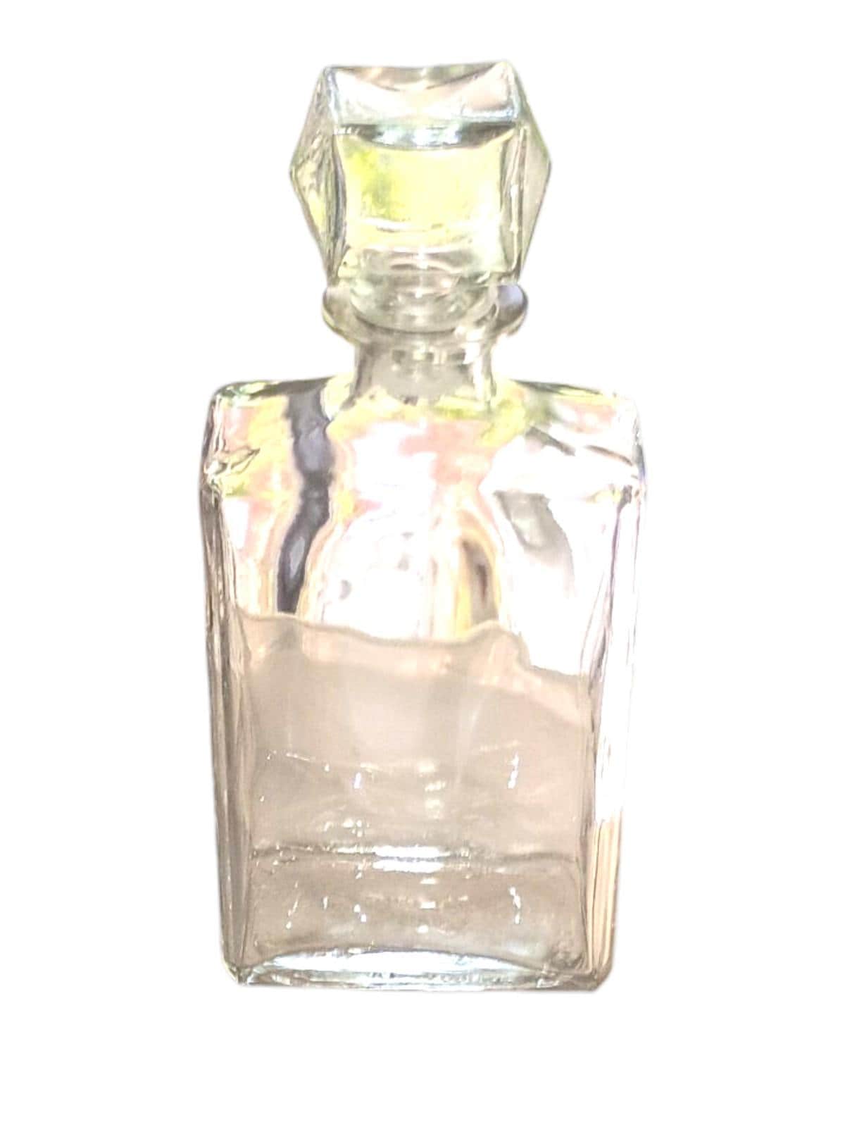 Clear glass square decanter with stopper | retro mid-century barware...