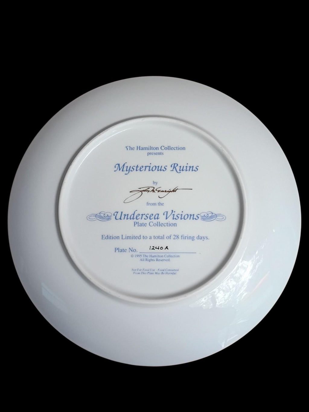 Hamilton collection mysterious ruins plate undersea visions 1995 limited edition