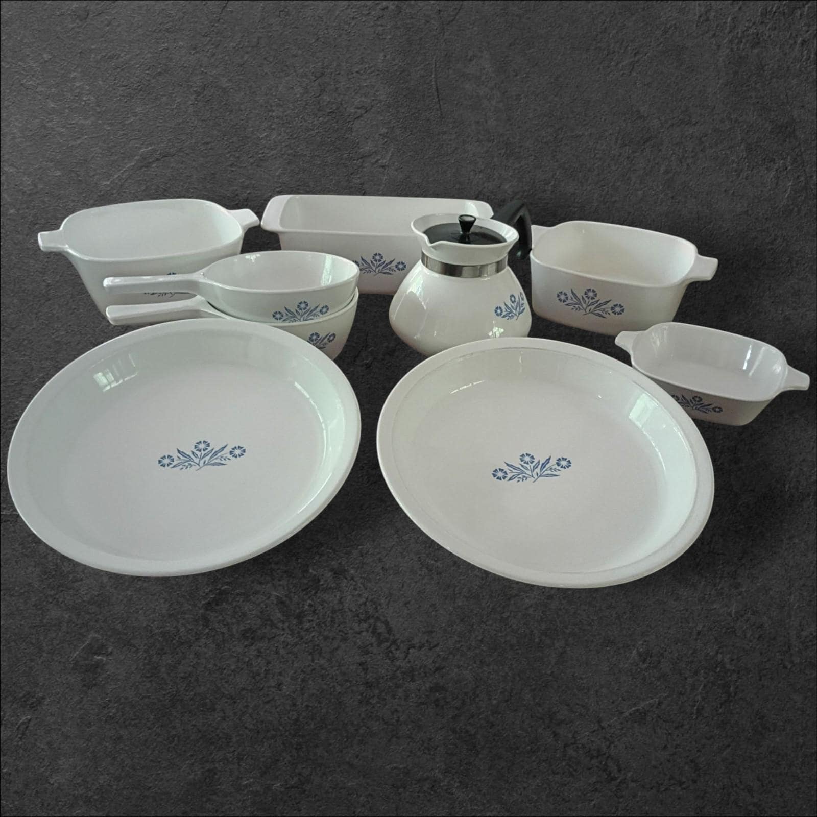Corning ware blue cornflower 9-piece cookware set | casserole, skillet, pie...