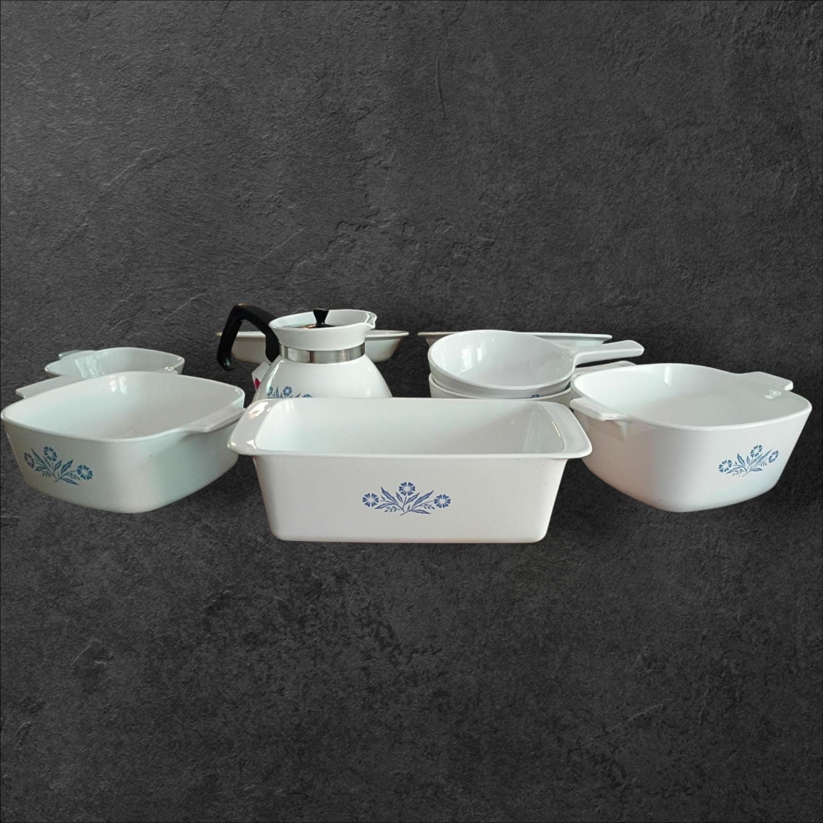 Corning ware blue cornflower 9-piece cookware set | casserole, skillet, pie...
